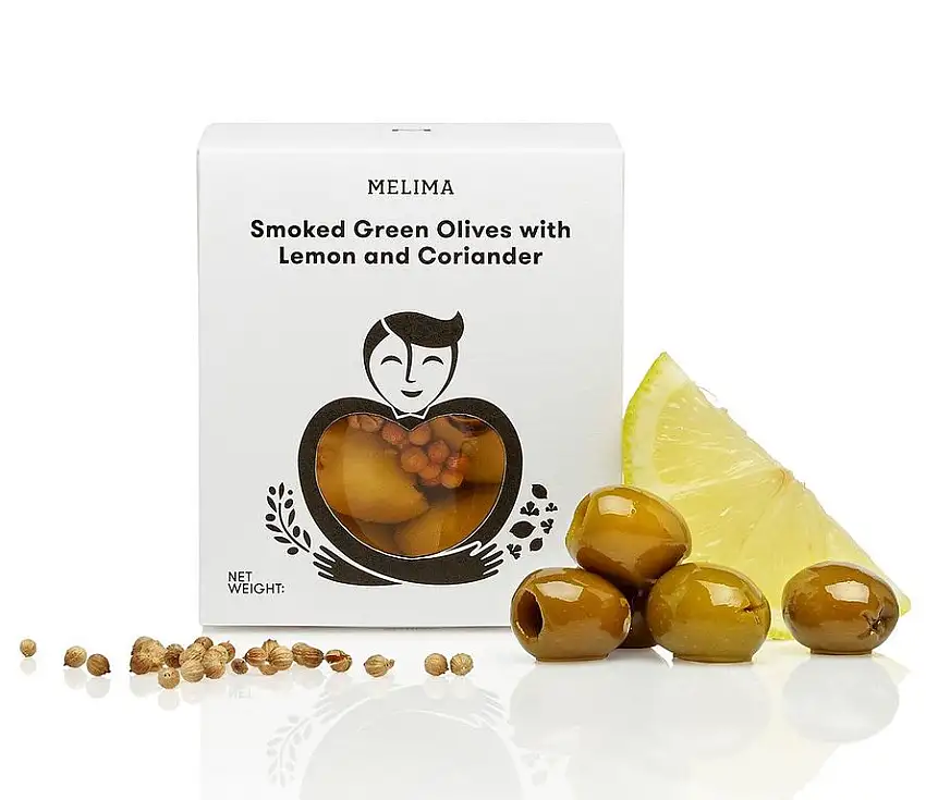 Melima geräucherte grüne Oliven mit Zitrone und Koriander, 1er Pack (1 x 220 g)