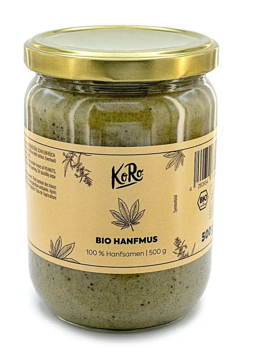 KoRo - Bio Hanfmus 500 g - Naturbelassene Mus ohne Zusätze aus biologischem Anbau aus 100 % gemahlenen Hanfsamen