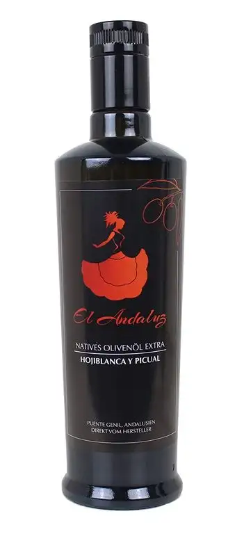 Olivenöl nativ extra (0,5l Glasflasche) | Kaltgepresst | Mechanisches Verfahren | Aus den Oliven HOJIBLANCA Y PICUAL | Andalusien, Spanien | PREMIUM-Qualität direkt vom Hersteller | Von EL ANDALUZ