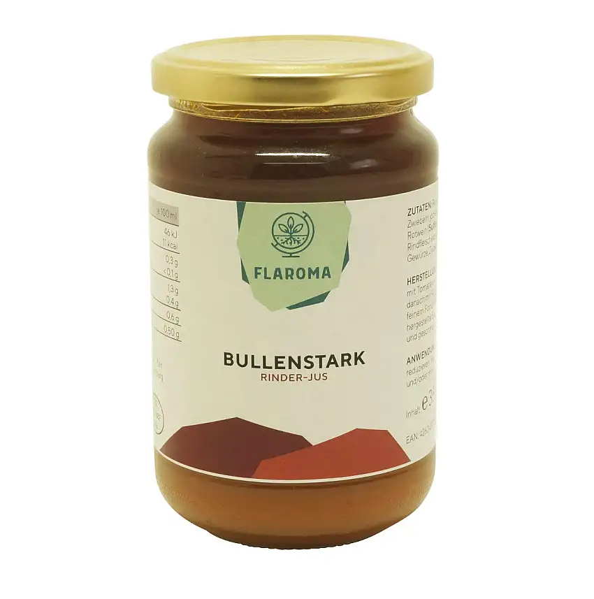 Rinder-Jus Bullenstark 350ml Flaroma, Basis für Saucen, Bratensoße mit Rotwein