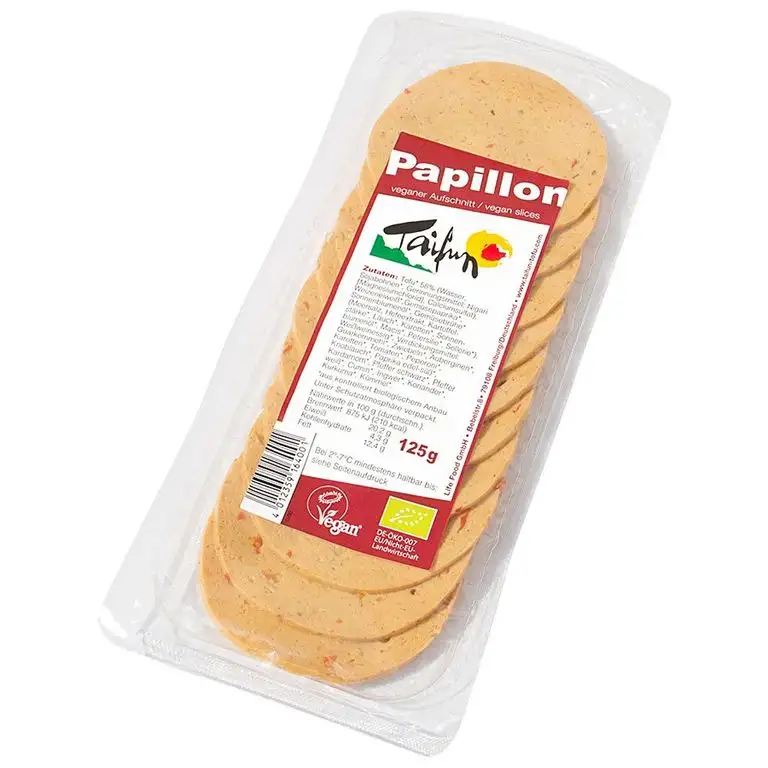 Taifun Papillon Aufschnitt mit Paprikastücken, vegan, 125g