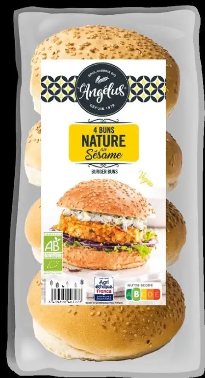 LANGELUS Bio Hamburger Buns mit Sesam (2 x 200 gr)