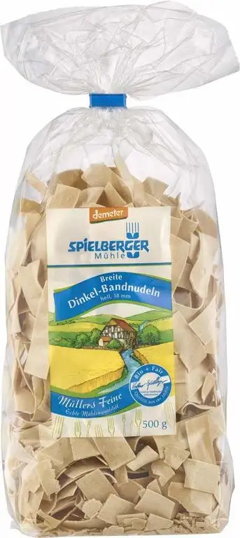 Spielberger Bio Breite Dinkel-Bandnudeln 18mm, demeter (6 x 500 gr)