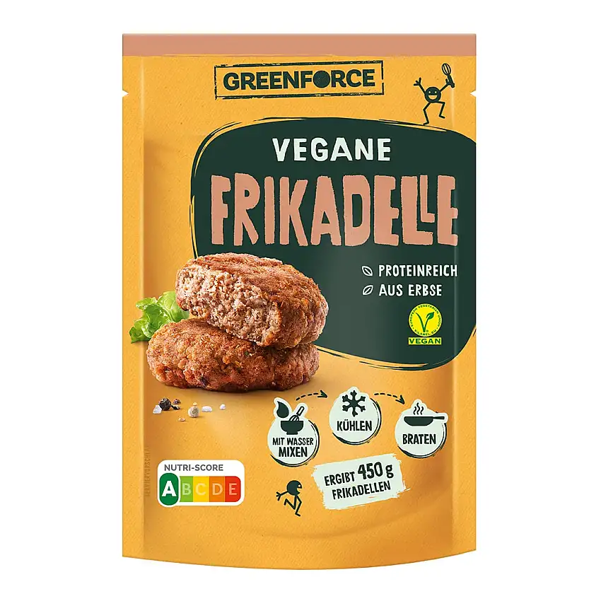 Veganer Fleischersatz von GREENFORCE | pflanzliches Frikadellen Pulver perfekt für deftige Gerichte | Proteinreich & Vegan aus Erbsen | nachhaltige Erbsenprotein Frikadellen