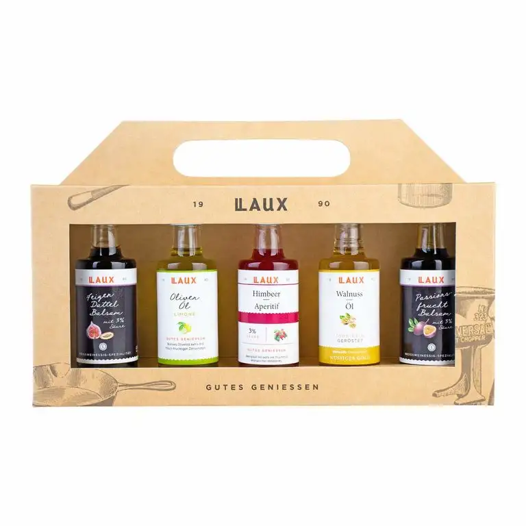 LAUX Essig und Öl Geschenkset No. 1 5x40ml in Flaschen, in hochwertiger Geschenkbox