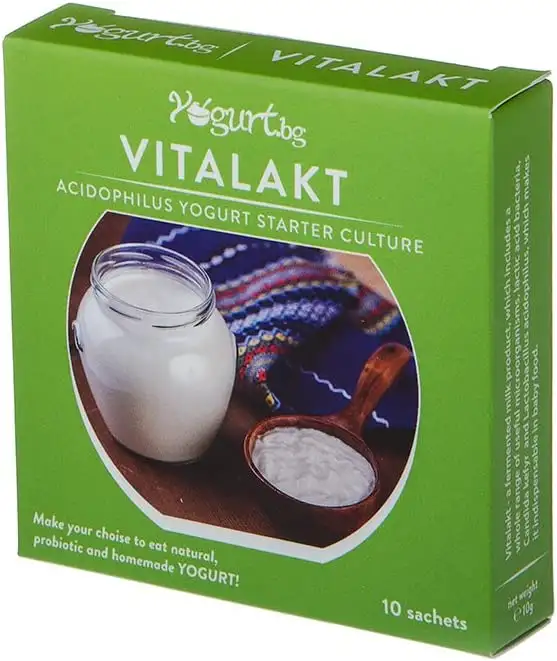 Vitalakt - Acidophilus Joghurt Starterkultur - organisch,10 Beutel für 10 Liter originalen hausgemachten bulgarischen Milchprodukt