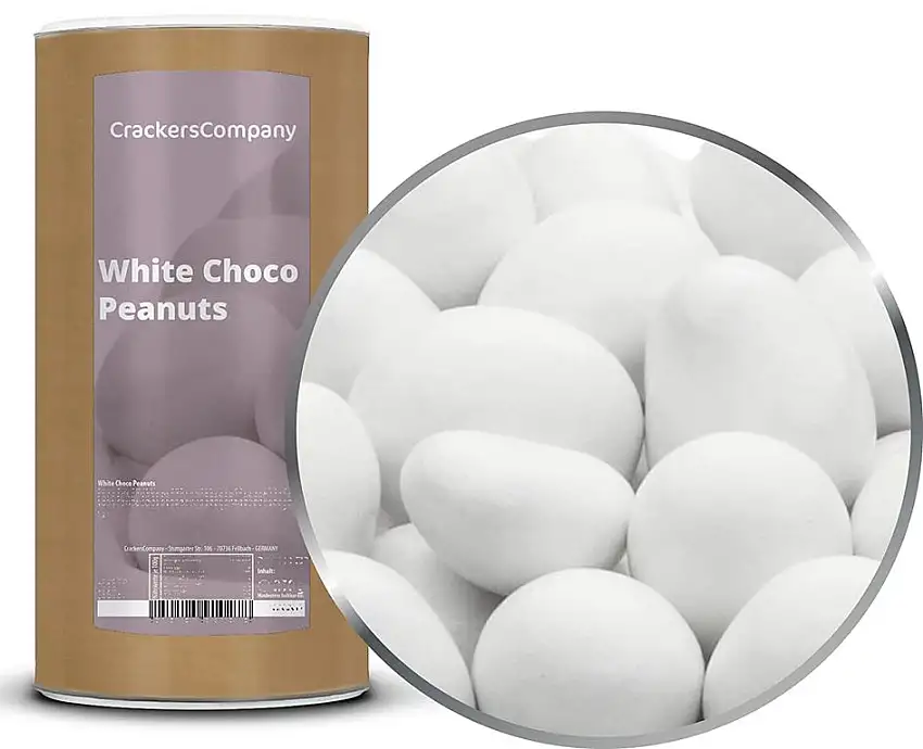 1 x 950g Erdnüsse in Vollmilchschokolade WEISS vegetarisch