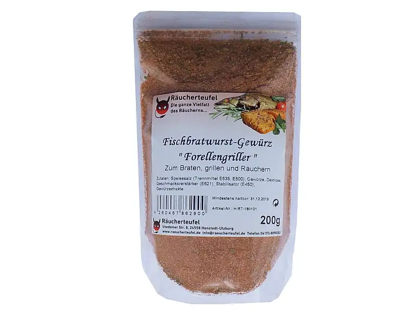 Räucherteufel Fischbratwurst-Gewürz "Forellengriller" 200g, Fischgriller, Fischwurst