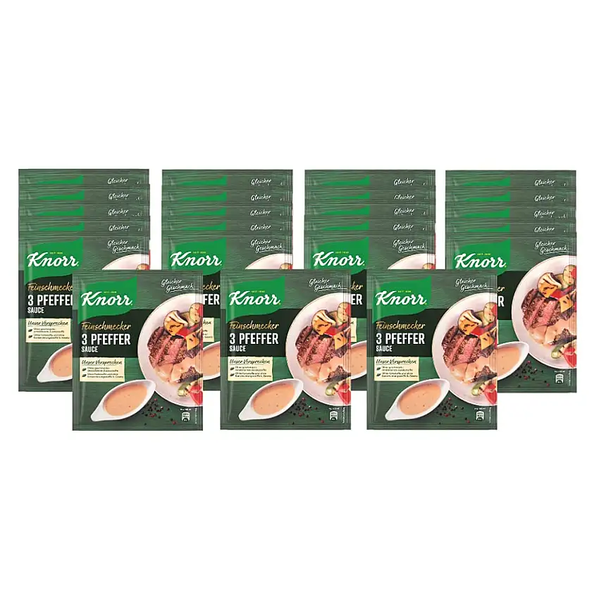 Knorr Feinschmecker 3 Pfeffer Sauce würzige Soße ohne geschmacksverstärkende Zusatzstoffe und Farbstoffe 250 ml 23 Stück