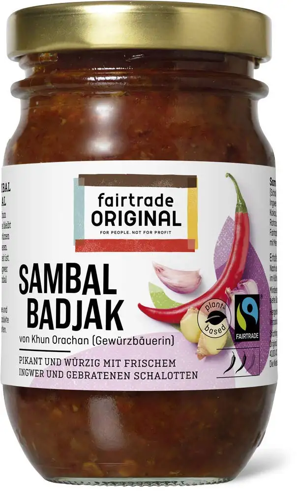 Sambal Badjak von Fairtrade Original 115 g | pikante Gewürzpaste | zum würzen von asiatischen und orientalischen Gerichten | scharfe Sambal aus roten Chilis