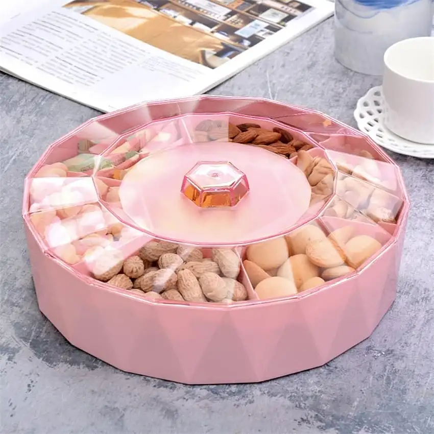 GJRFYJ Kreative geteilte Pralinenschachtel mit Deckel, Wohnzimmer Büro transparent Snack Tablett Obst Tablett Neujahr festliche Trockenfrüchte (Color : A, Size : 26 * 6.5 * 8.3cm)