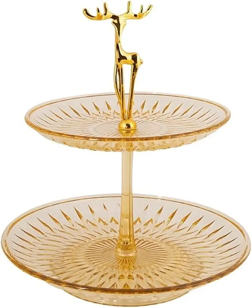 TOMYEUS Obstkörbe Doppelschicht, dreischichtige Obstplatte Snack Teller Nachmittag Tee Dessertplatte Licht Luxus mehrschichtiger Haushalts Süßwarenplatte Obstschale (Size : Two-Tier)