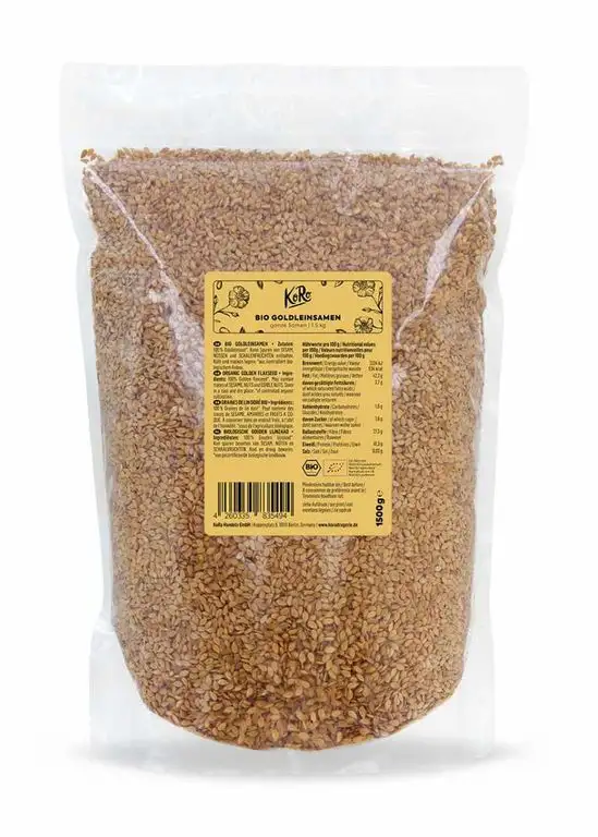 KoRo - Bio Goldleinsamen 1,5 kg - Leinsamen in gold - Naturbelassen und rein pflanzlich - Hervorragend im Müsli oder Brot