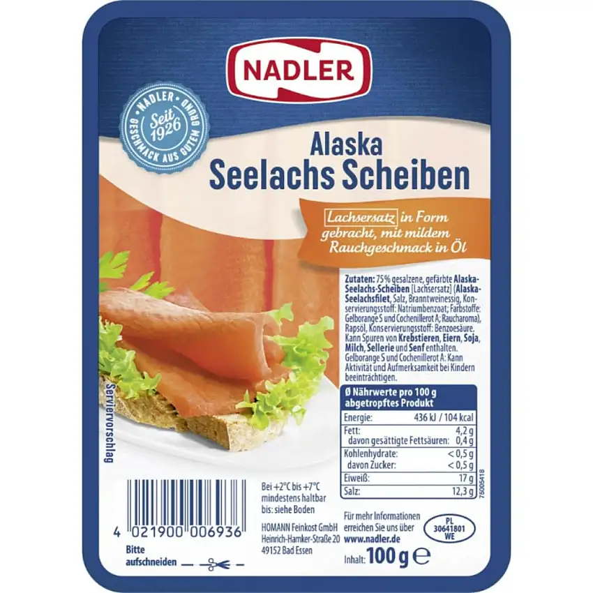 Homann Alaska-Seelachs-Scheiben Lachs 75 gramm [Frischegarantie]