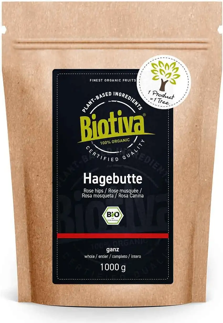 Hagebutten ganz Bio 1 kg - EU Ernte - Rosa Canina - Rohkostqualität - abgefüllt und kontrolliert in Deutschland (DE-ÖKO-005)