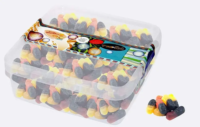 Duo Gum, halb Weingummi, halb Lakritz in unserer praktischen 1kg Box - Deine Naschbox