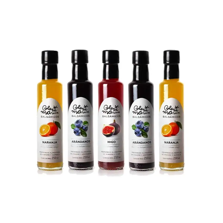 GLOSA MARINA 5er Gourmet Paket *ORANGE, HEIDELBEERE, FEIGE* Crema Balsámica de Naranja, Arandanos, Higo - Balsamico Gourmet Essig Creme (5 x 250ml)