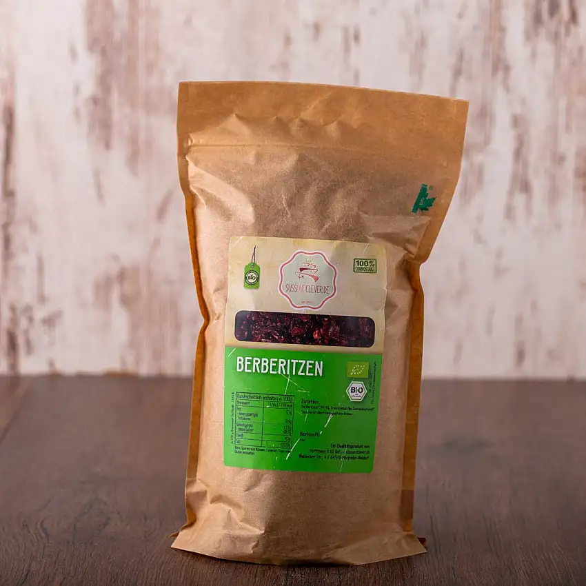 süssundclever.de® Bio Berberitzen | 700 g | Rohkost | unbehandelt | plastikfrei und ökologisch-nachhaltig abgepackt