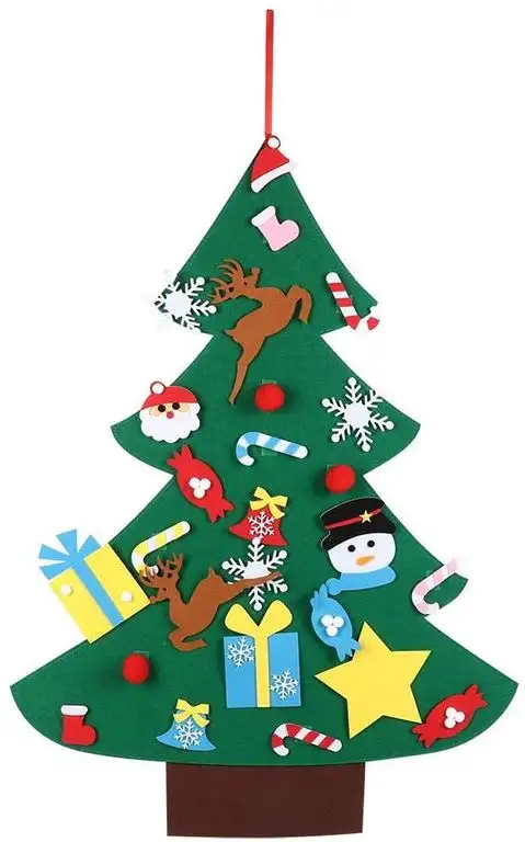 TOPINCN 2.76ft Filz Weihnachtsbaum DIY Weihnachtsbaum Set mit 26 Stück abnehmbare Ornamente für Home Wall Tür Dekoration
