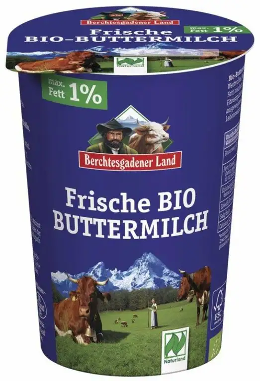 Berchtesgadener Land Bio Bio-Buttermilch weniger als 1% Fett (6 x 500 gr)