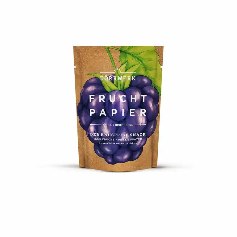 4 x Getrocknete Früchte I 4 x 40 g I Fruchtpapier Apfel – Brombeere I Frucht Snack I Trockenobst als Superfood für Büro und Frühstück
