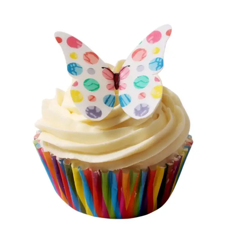 12 Pünktchen Design Essbare Schmetterlinge: Gemischte Farben/Edible Wafer Butterflies: Colourful Polka Dot