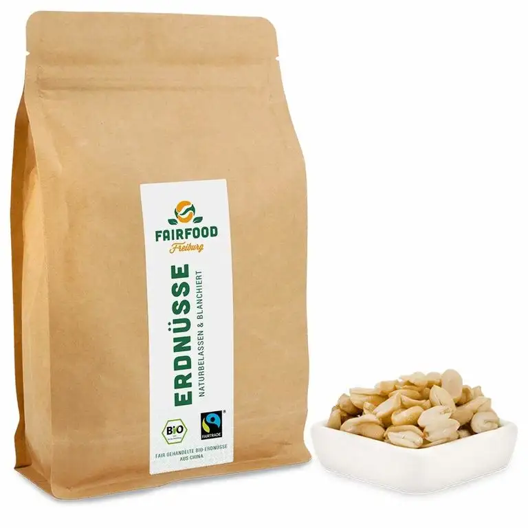 Bio Fairtrade Erdnüsse: Roh & Blanchiert (600g) | Natürliche Qualität aus fairer Kooperative | Nachhaltige Rohkost