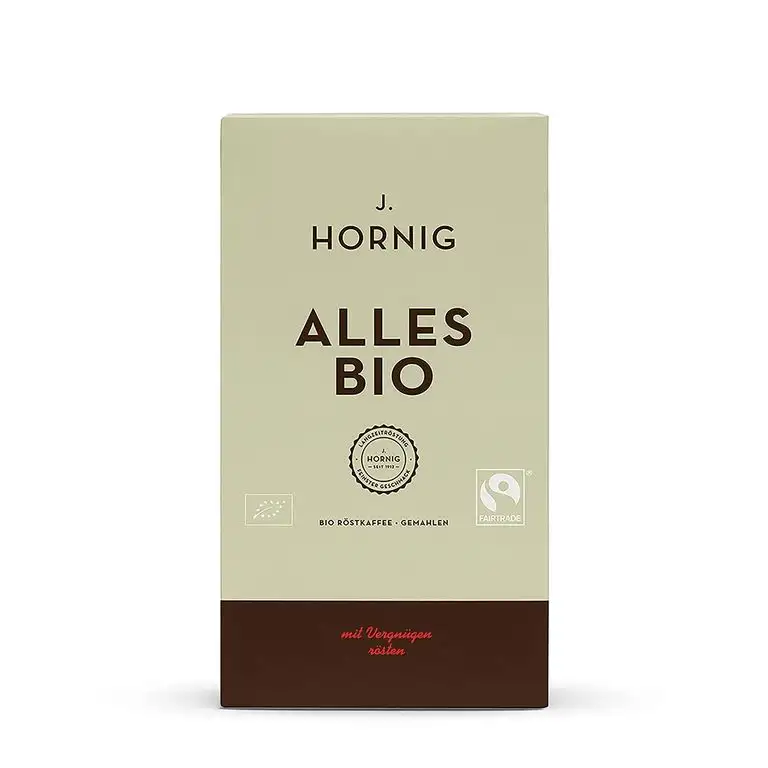 J. Hornig Kaffee gemahlen Bio & Fair Trade, Alles Bio, 500g, langsam und schonend geröstet, Filterkaffee