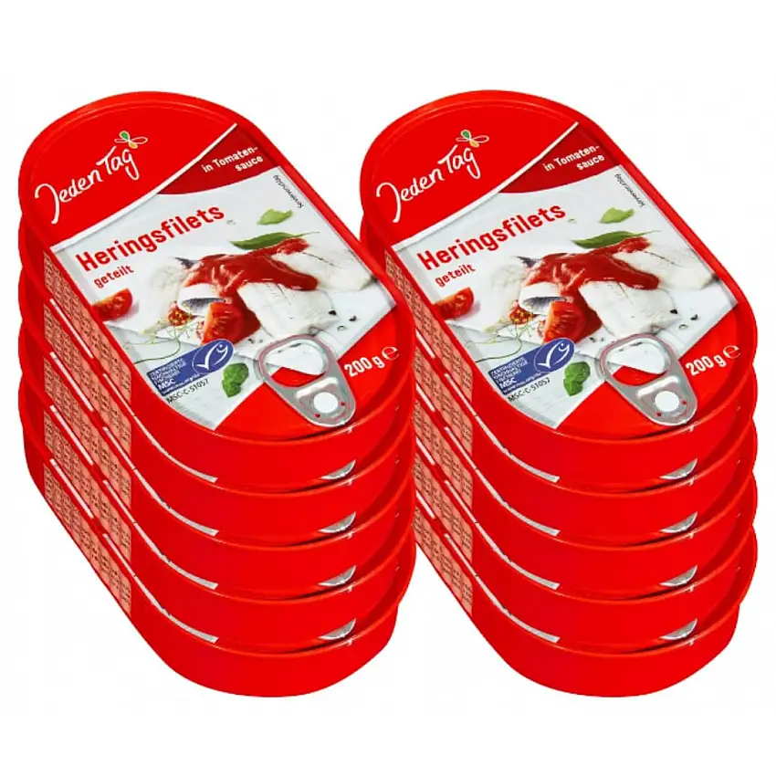 Heringsfilets geteilt in Tomaten-Sauce Tomatensauce 200 gramm X 10 STÜCK
