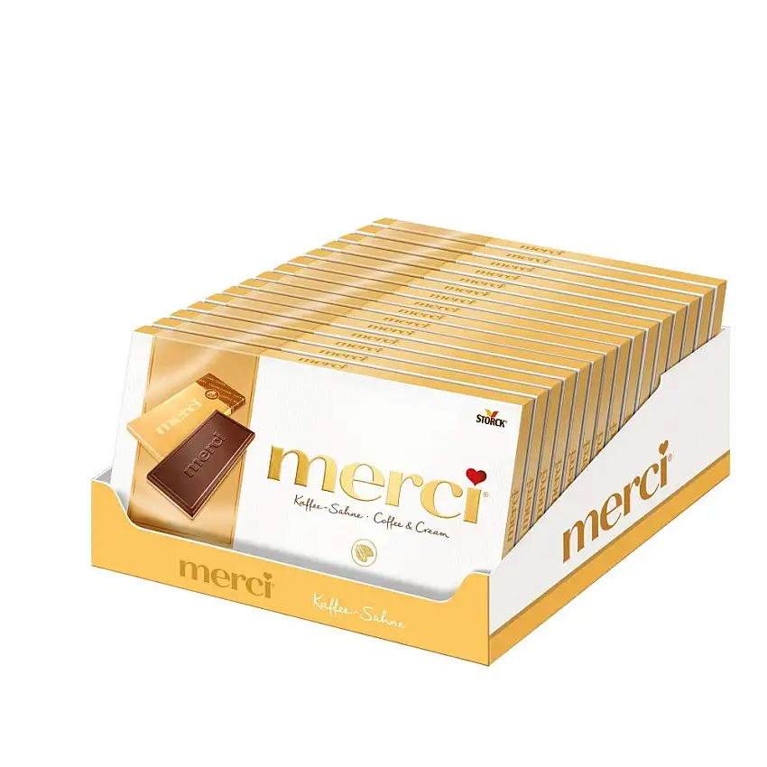 merci Tafelschokolade Kaffee-Sahne (15 x 100g) / 4 kleine, feine Täfelchen