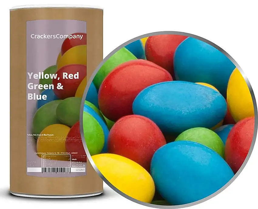 1 x 950g Erdnüsse in Vollmilchschokolade GELB ROT GRÜN und BLAU vegetarisch