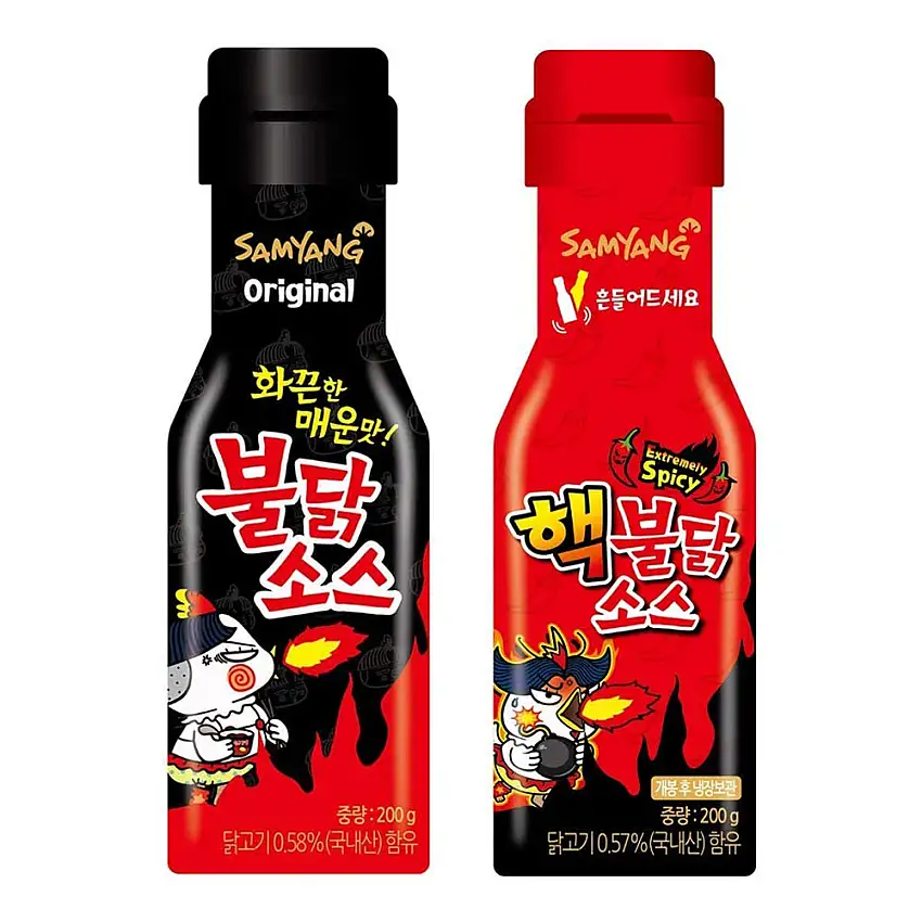 Samyang Sauce Set - Hot Sauce Spicy Chicken - Extrem scharfe Sauce - Korean Fire Noodle Challenge (2x 200g)