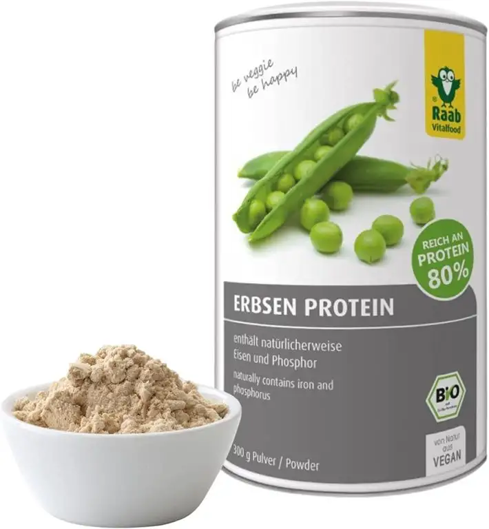 Bio Erbsen Protein Pulver (300 g), laborgeprüft, 80% pflanzliches Protein, vegane Proteinquelle, reich an Eisen, enthält natürlicherweise Phosphor und alle acht essentiellen Aminosäuren