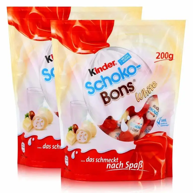 Ferrero Kinder Schoko-Bons White 200g - Knusprige Haselnussstückchen in einer leckeren Milchcreme umhüllt von köstlicher weißer Schokolade (2er Pack)