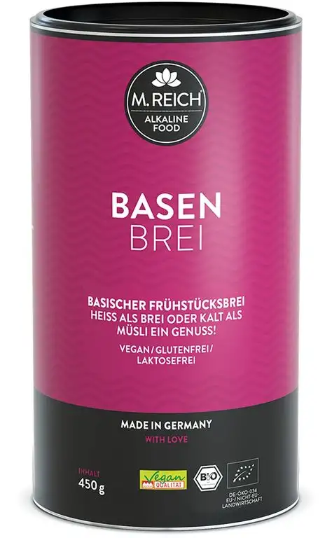 M.Reich | BasenBrei | Basisches Bio Müsli 450g Porridge ohne Zucker | Made In Germany | Frühstücksbrei Glutenfrei Vegan | Vollkorn Hafer Frühstück Muesli Brei