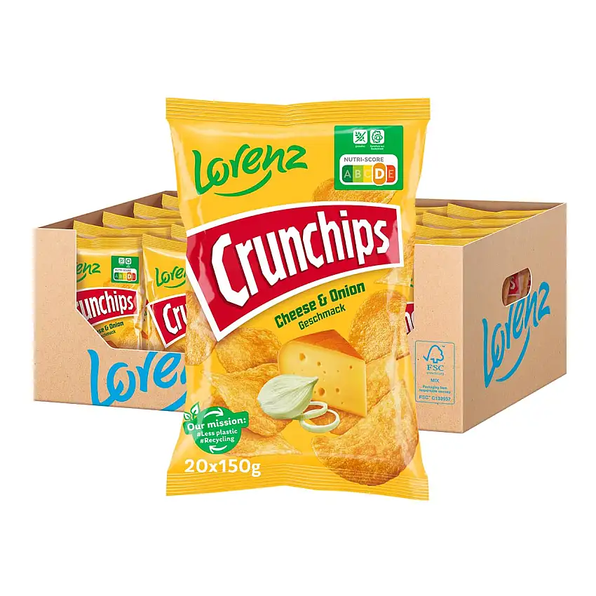 Lorenz Snack World Crunchips Cheese & Onion, 20er Pack (20 x 150 g)