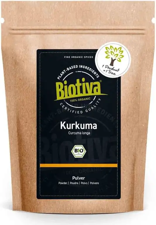 Kurkuma-Pulver Bio 1000g - hochwertige Kurkumawurzel (Curcuma) gemahlen - 100% natürliches Superfood -Abgefüllt und kontrolliert in Deutschland (DE-ÖKO-005)