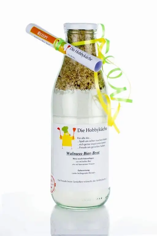 Walnuss-Bier-Brot Backmischung Inhalt 700g in dekorativer 1 L Glasflasche ideal als Geschenk