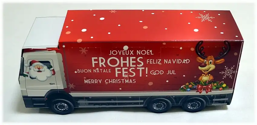 großer LKW / Truck / Laster - 3D Adventskalender / Weihnachtskalender mit Lindt Schokolade