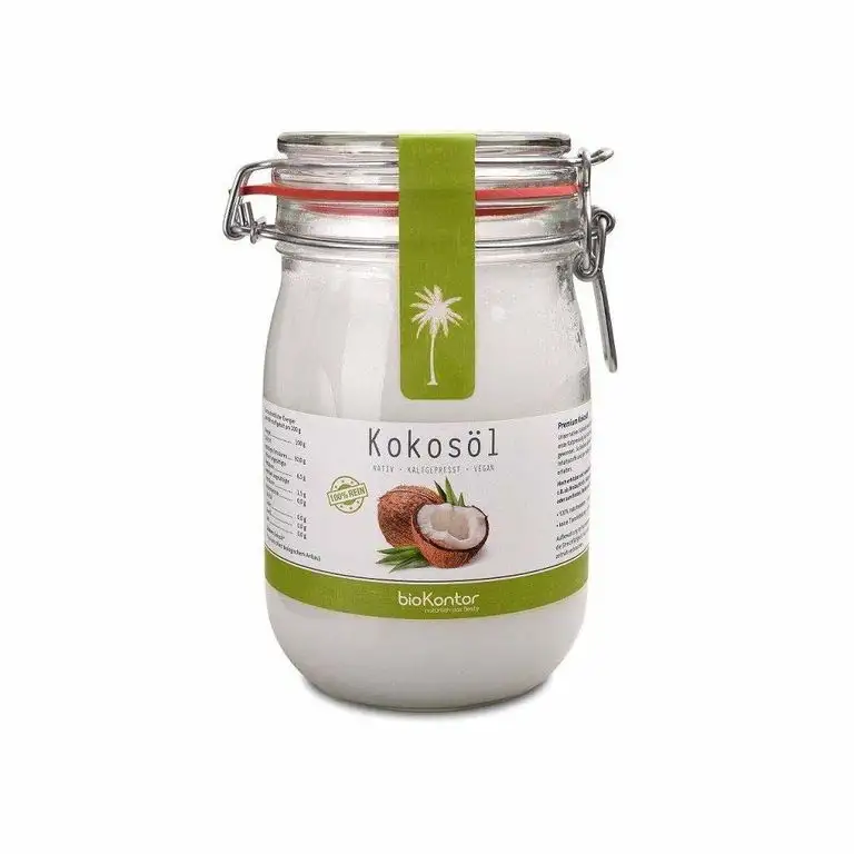 bioKontor BIO Kokosöl, nativ, erste Kaltpressung, 100% rein Bügelglas, 1000 ml