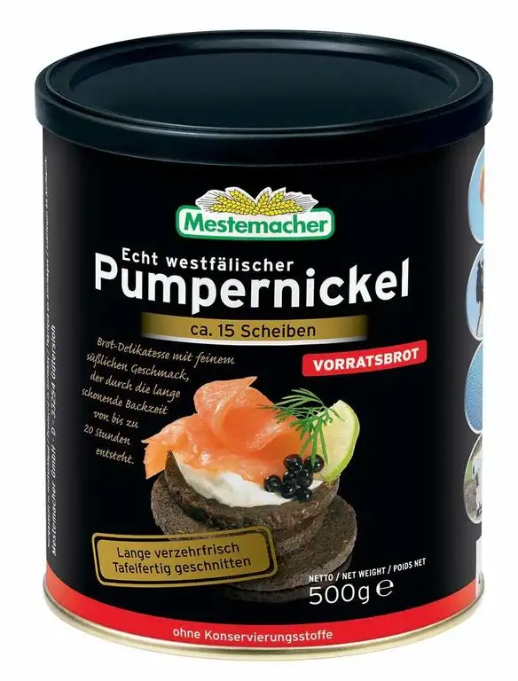 Mestemacher - Pumpernickel Brotdose Roggen Vollkornbrot - ca.13 Sch./500g