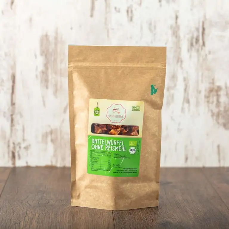 süssundclever.de® Bio Datteln | gehackt | Rohkost | 1 kg | Deglet Nour | plastikfrei und ökologisch-nachhaltig abgepackt