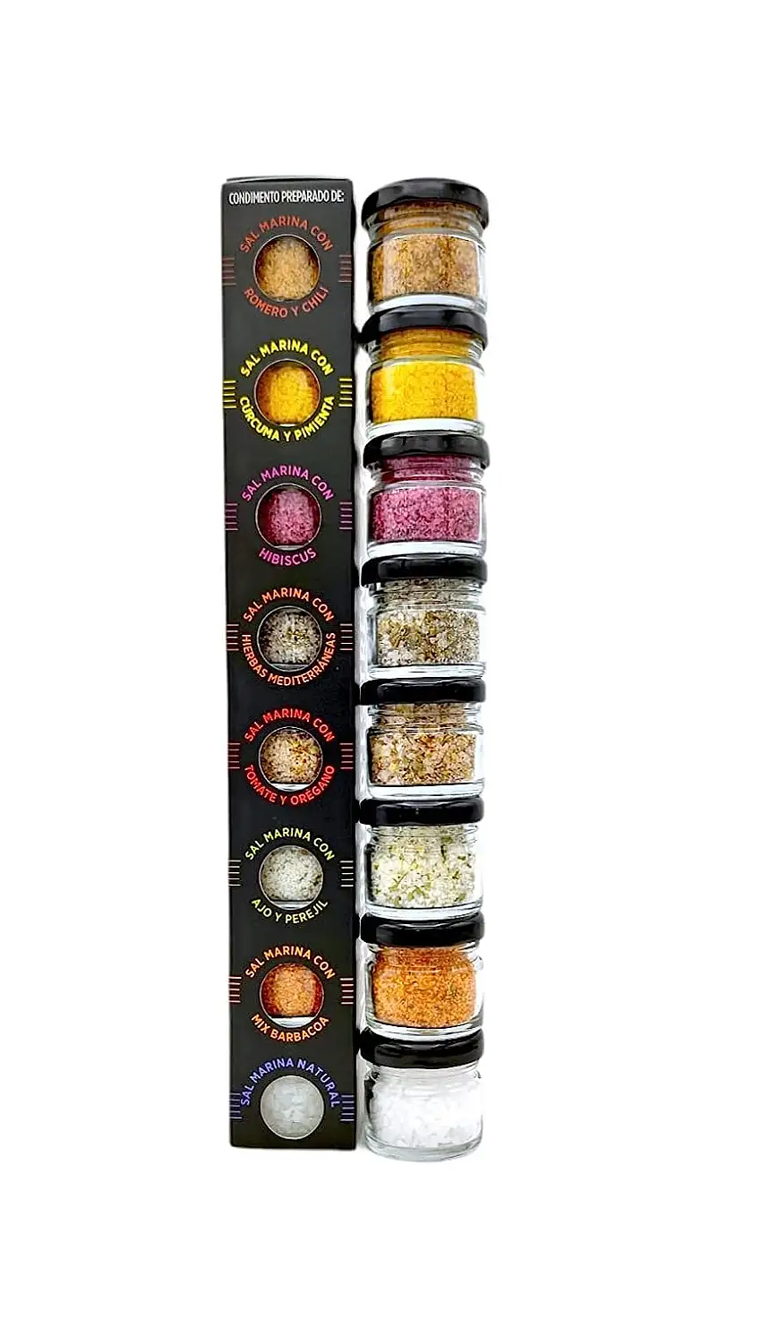 TERRAMAR MALLORCA - Gourmet Salze BLACK EDITION, Meersalz Geschenke aus Mallorca das ideale Gewürze Geschenkset Salzset (8x25g)