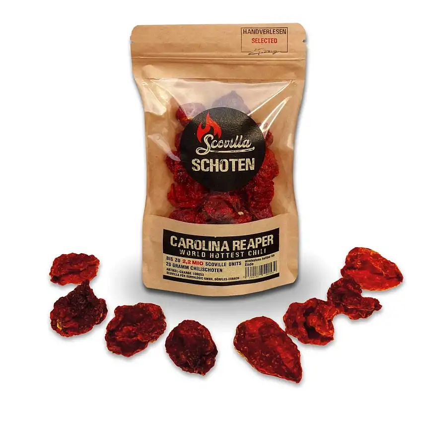 Scovillas Carolina Reaper Schoten, getrocknet, 20g