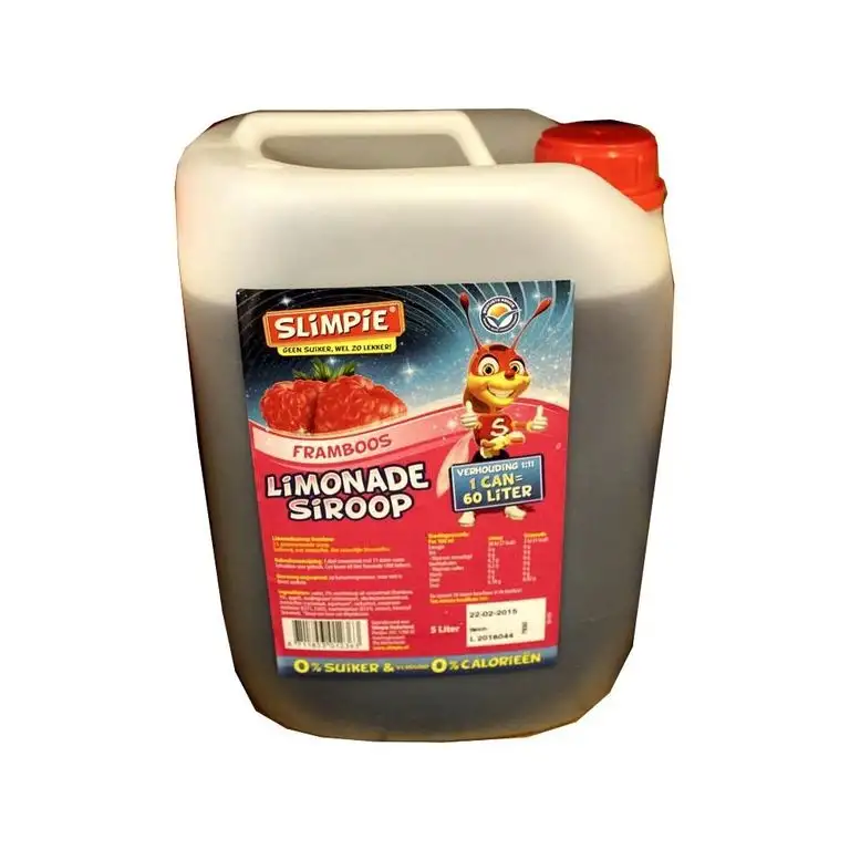 Slimpie Limonade Siroop Framboos 5l Kanister (Getränke-Sirup Himbeere, Zuckerfrei)