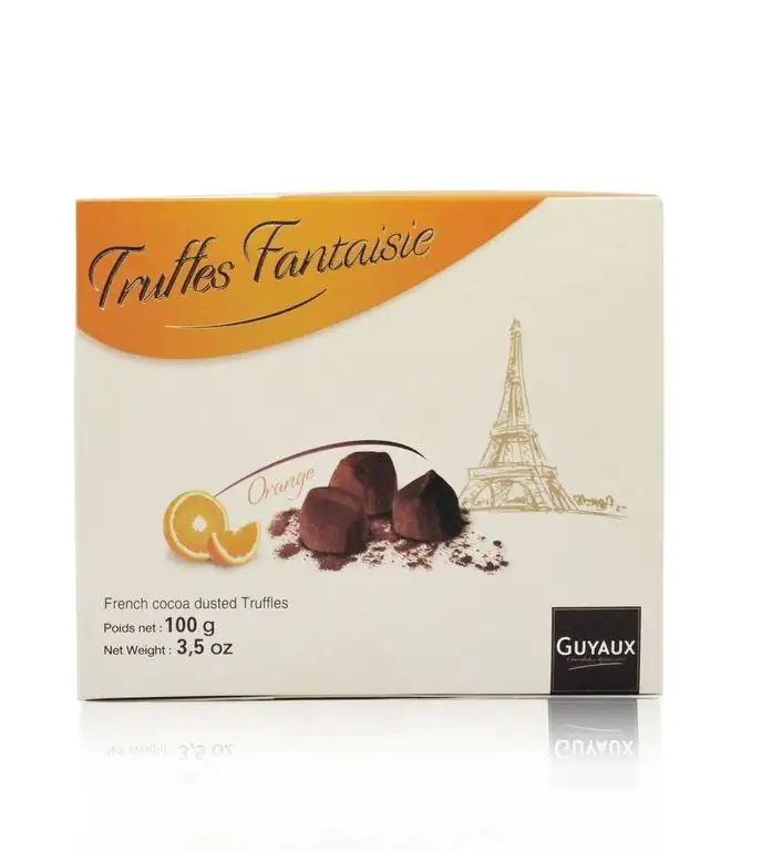 Truffes Fantaisie d'Orange Confits, Schokoladentrüffel mit kandierten Orangen, Trüffel aus Frankreich 100g