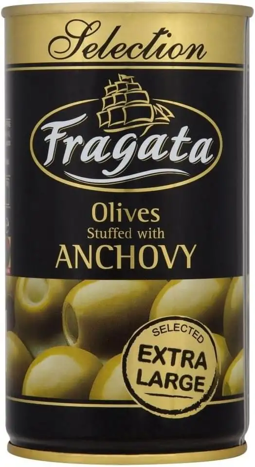 Fragata gefüllt mit Anchovis Extra Large Oliven in Öl (350 g) - Packung mit 6