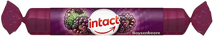 intact Boysenbeere Traubenzucker Rollen – 17 zartschmelzende Bonbons pro Rolle, 5er Pack (5 x 40 g)