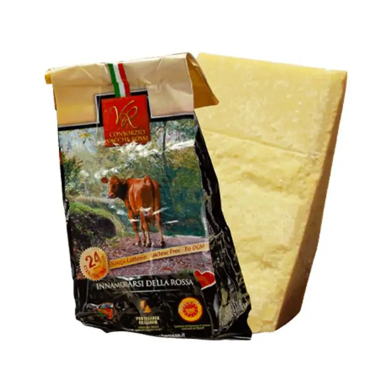 Parmigiano Reggiano DOP "Vacche Rosse" (rote Kühe) 24/30 Monate 1 Stücke - insgesamt kg.1. Direkt von den Consorzio Vacche Rosse produziert (Roter Aufkleber)
