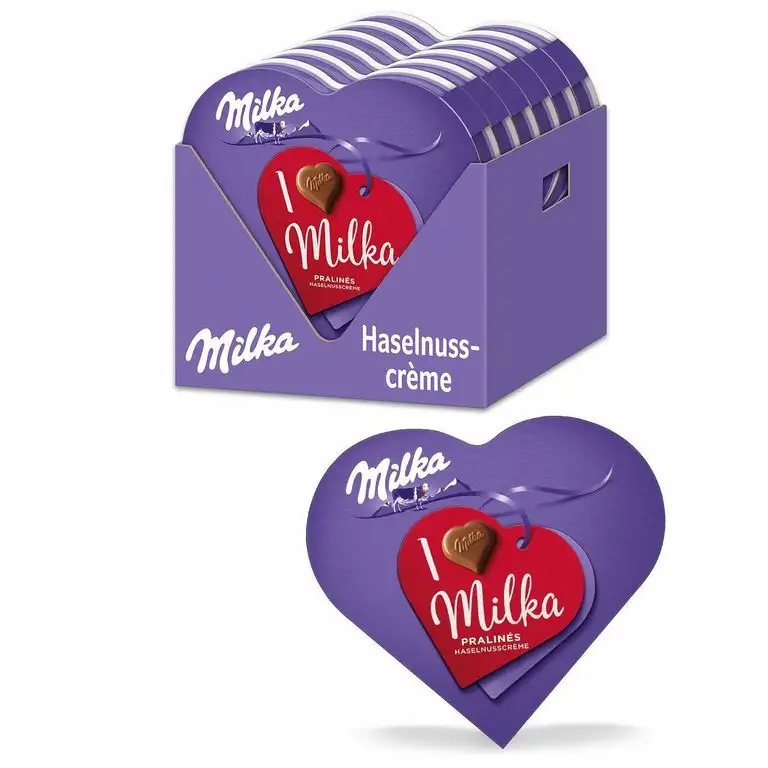 Milka I Love Milka Pralinen 12 x 44g, Geschenkverpackung mit Pralinen aus Nuss-Nougat-Crème umhüllt von Alpenmilch Schokolade